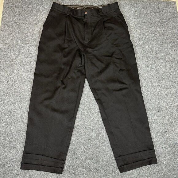 Tommy Bahama Dress Pants Mens 40 (38x29) Black Silk Pleated High Rise‎ Adult - Picture 1 of 9
